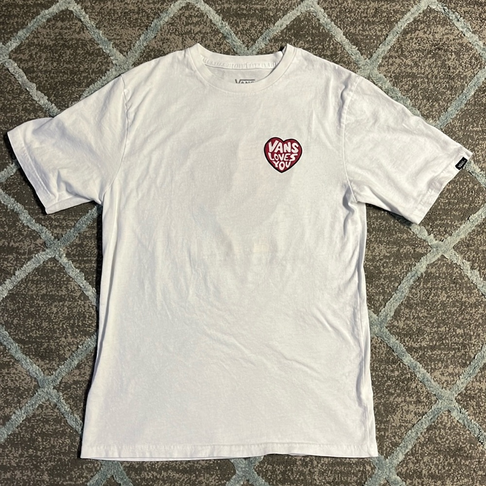 Vans Classic Fit White Graphic Tee Shirt, Size Large/12-14